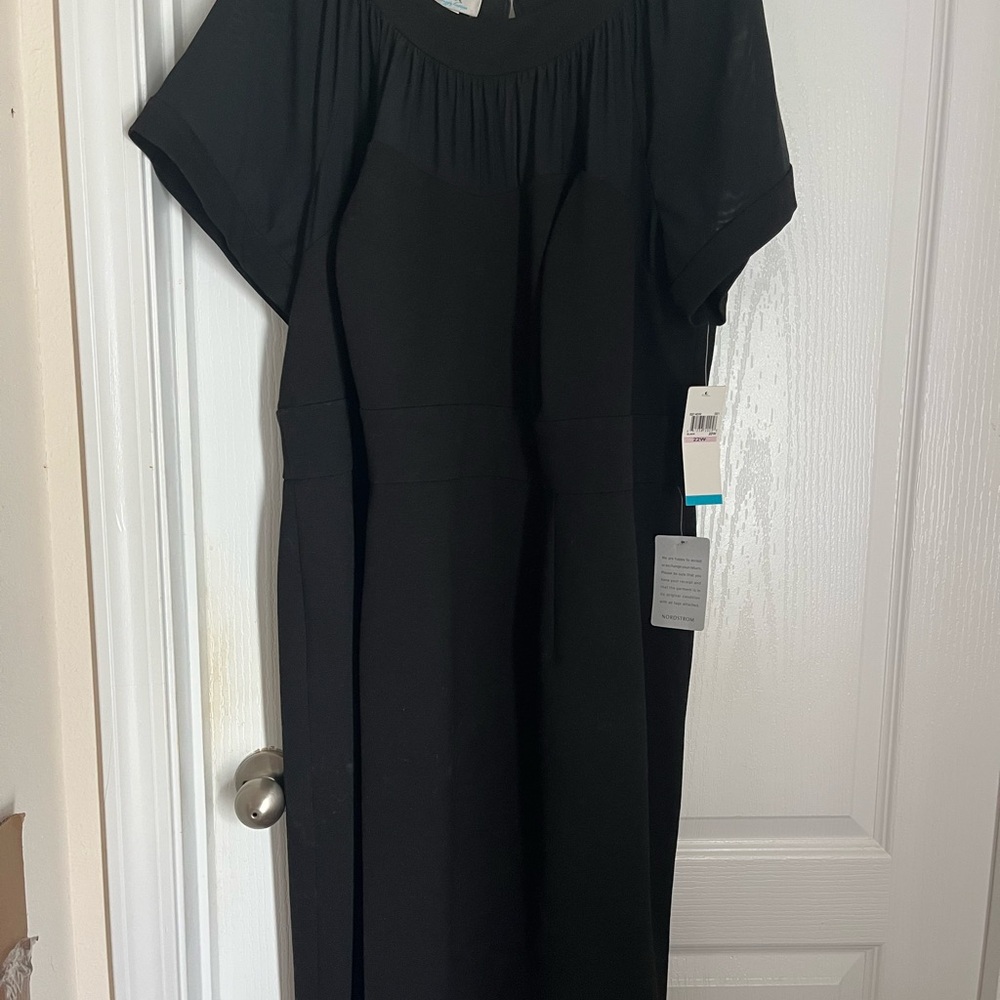 NWT Black coctail Dress Size 22, new with tags, semi-sheer black on top